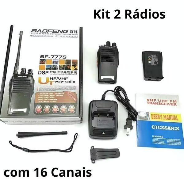 Imagem de Comunicador Profissional Kit 2 - Rádios BF 777S, 4km, 16 Canais, Recarregável