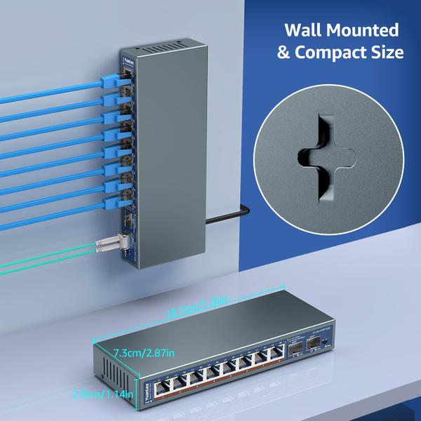 Imagem de Comutador Ethernet YuanLey 10 portas 2,5 G 8 x 2,5 G Base-T 2 x 10 G SFP