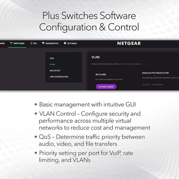 Imagem de Comutador NETGEAR de 5 portas PoE Gigabit Ethernet Plus GS305EP