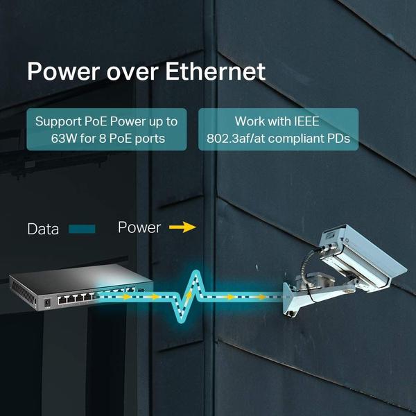 Imagem de Comutador TP-Link TL-SG1210P 8 portas Gigabit PoE+ 63W