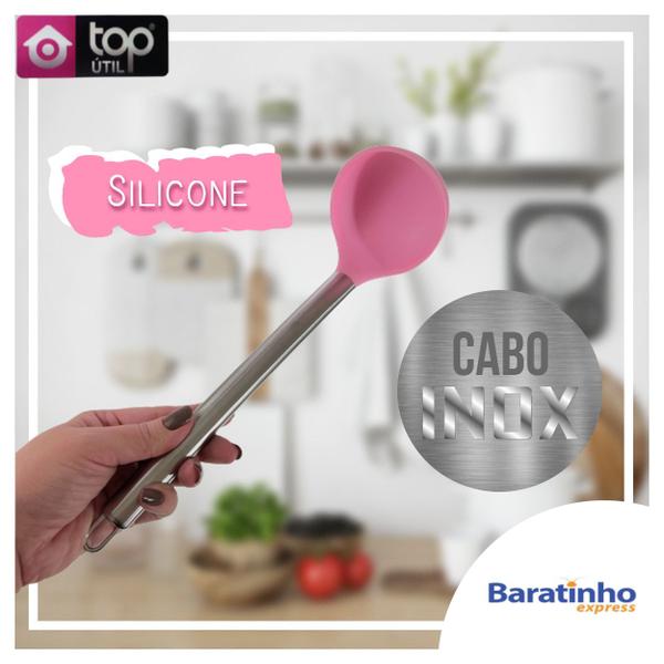 Imagem de Concha De Silicone Com Cabo De Aço Inox Cozinha 30cm