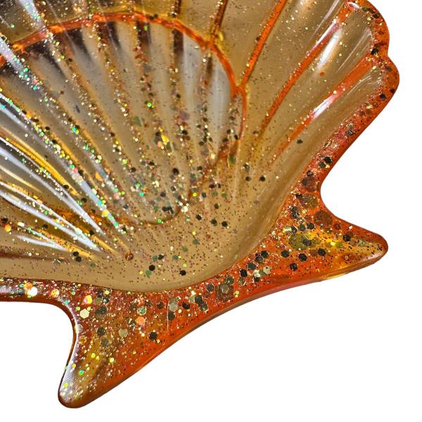 Imagem de Concha Do Mar Decorativa Para Pendurar Apoiar Laranja 10,7cm