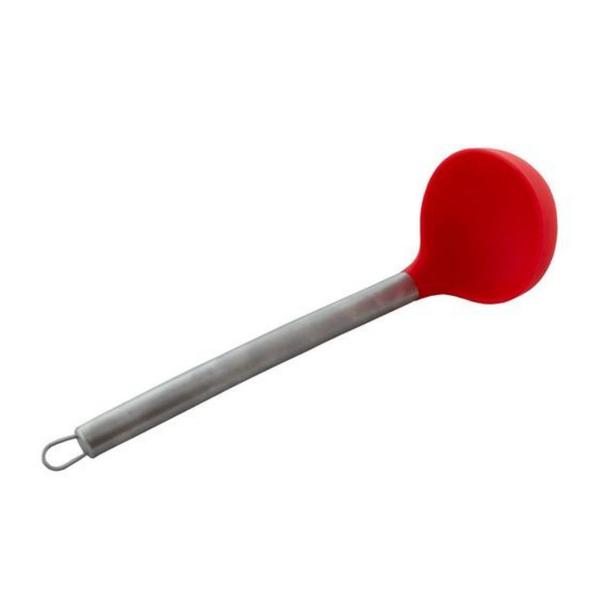 Imagem de Concha Em Silicone Com Cabo 20 Cm Em Aço Inox Cor:Vermelho