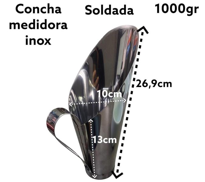 Imagem de Concha para cereais 1000gr inox 27cm concha medidor de grão