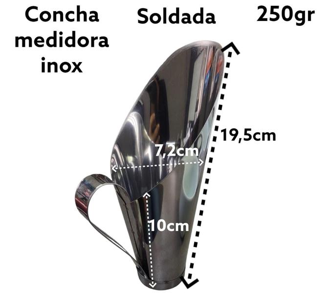 Imagem de Concha para cereais 250gr inox 19,5cm concha medidor de grão