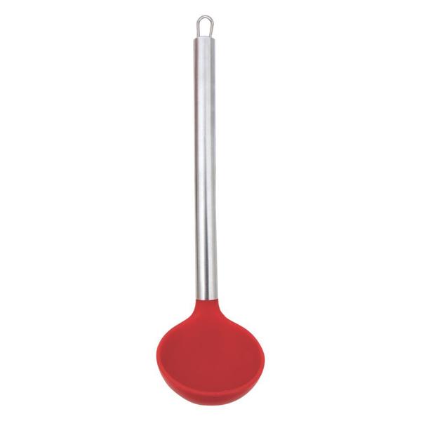 Imagem de Concha  Silicone  30 X 8,5 Cm Cabo Inox Vermelho Nao Enferruja  Indispensavel Cozinha