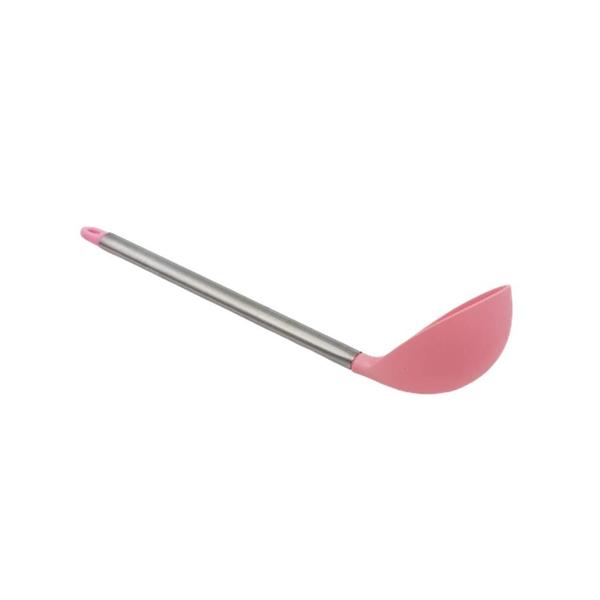 Imagem de Concha Silicone Rosa Cabo Metal Proteção Utensilio