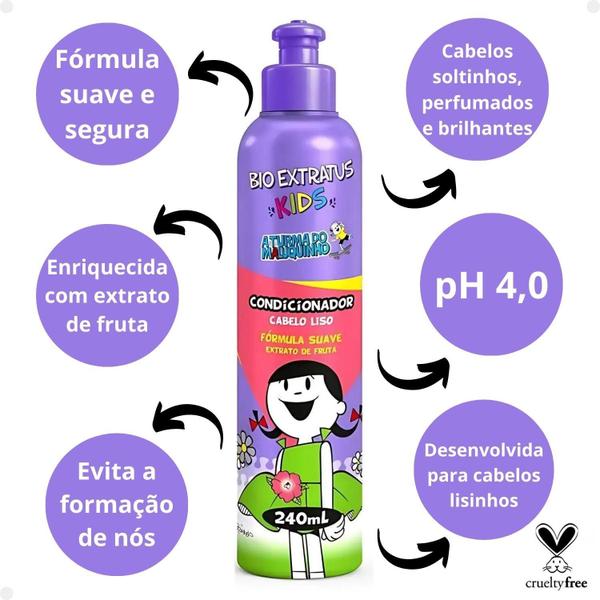 Imagem de Condicionador Bio Extratus Kids A Turma do Maluquinho Cabelo Liso 240ml