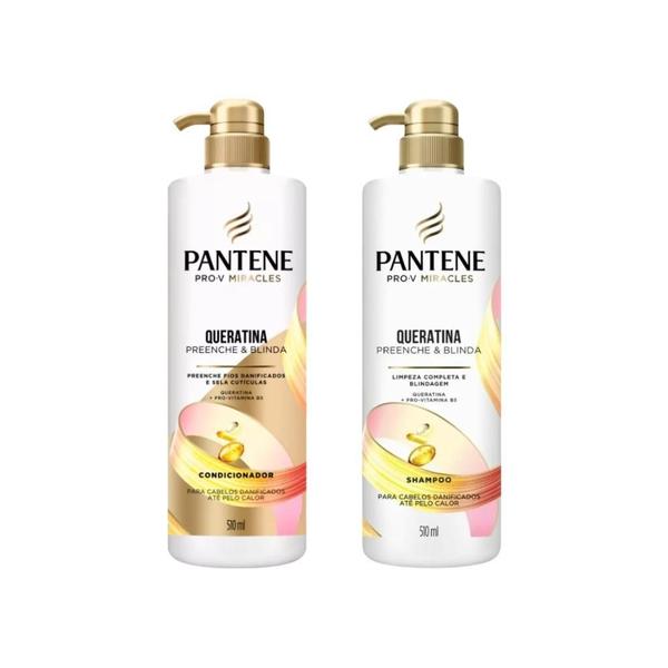 Imagem de Condicionador Pantene 510Ml + Shampoo 510Ml Pump Queratina