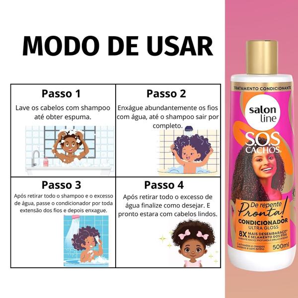 Imagem de Condicionador Ultra Gloss Salon Line Sos Cachos De Repente Pronta! 500ml