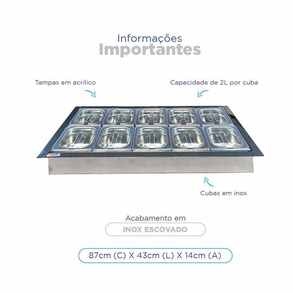 Condimentadora Central Embutir 10 Cubas Refrigerada ZPCNR10E - Zepper Imagem de Condimentadora Central Embutir 10 Cubas Refrigerada ZPCNR10E