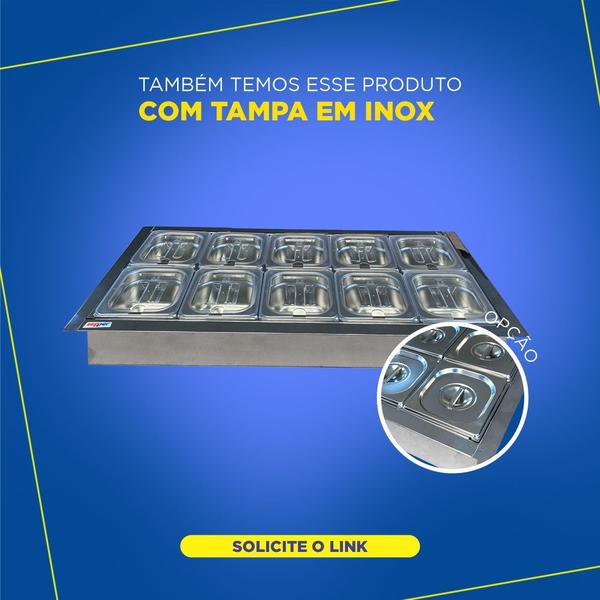 Condimentadora Central Embutir 10 Cubas Refrigerada ZPCNR10E - Zepper Imagem de Condimentadora Central Embutir 10 Cubas Refrigerada ZPCNR10E