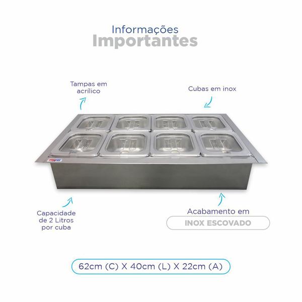 Imagem de Condimentadora Central Embutir 8 Cubas Refrigerada ZPCNR08E