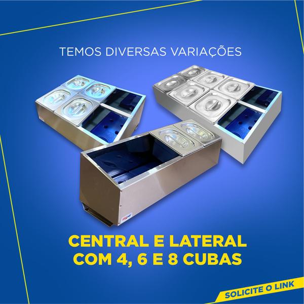 Condimentadora Central Refrigerada 4 Cubas 1/6 ZPCNR04 Inox - Zepper Imagem de Condimentadora Central Refrigerada 4 Cubas 1/6 ZPCNR04 Inox