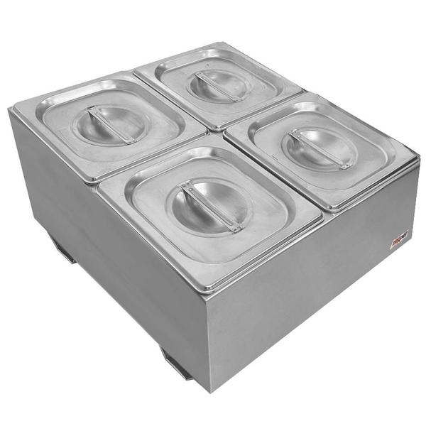 Condimentadora Central Refrigerada 4 Cubas 1/6 ZPCNR04 Inox - Zepper Imagem de Condimentadora Central Refrigerada 4 Cubas 1/6 ZPCNR04 Inox
