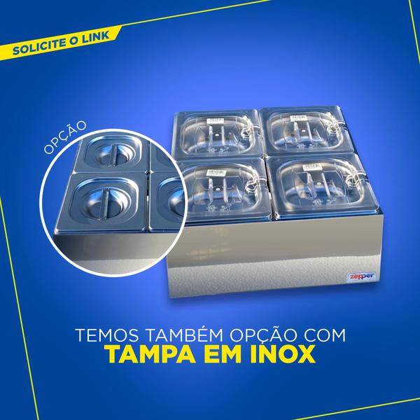 Imagem de Condimentadora Central Refrigerada 4 Cubas 1/6 ZPCNR04 Inox