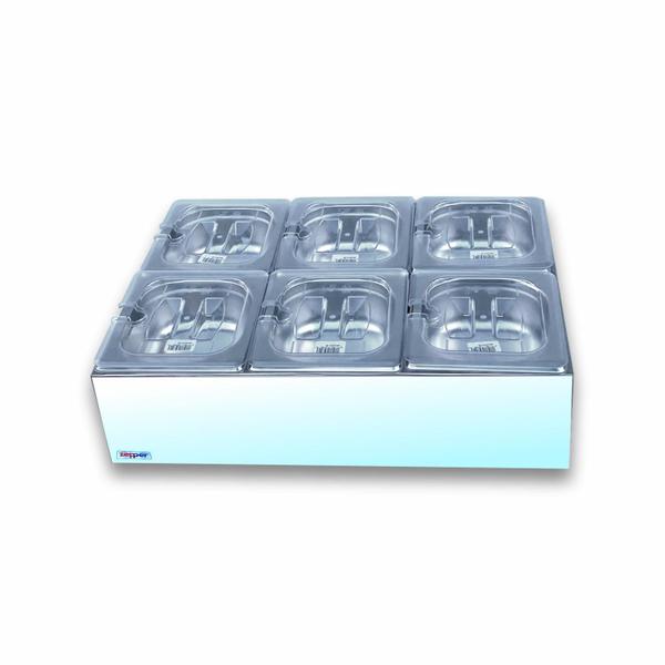 Condimentadora Central Refrigerada 6 cubas ZPCNR06 Branca - Zepper Imagem de Condimentadora Central Refrigerada 6 cubas ZPCNR06 Branca