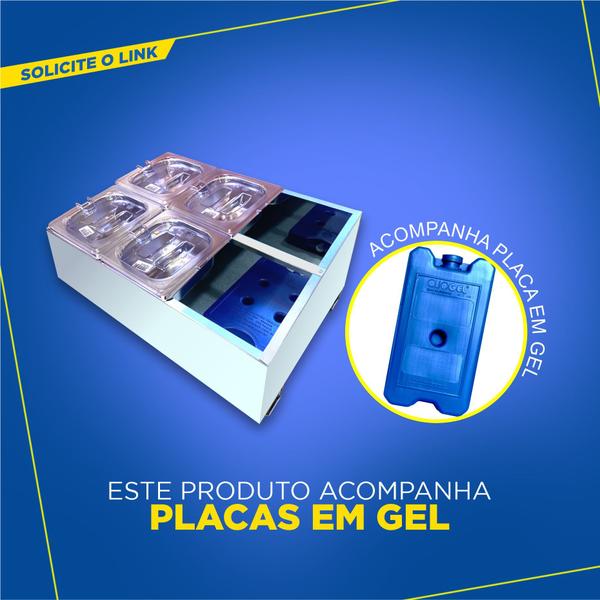 Condimentadora Central Refrigerada 6 cubas ZPCNR06 Branca - Zepper Imagem de Condimentadora Central Refrigerada 6 cubas ZPCNR06 Branca