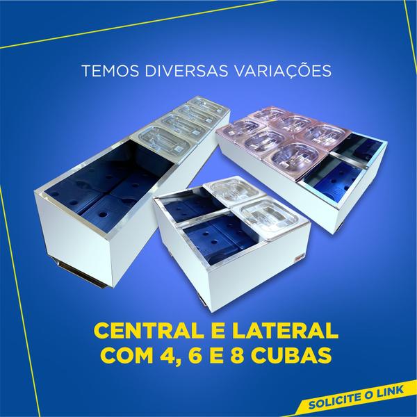 Condimentadora Central Refrigerada 6 cubas ZPCNR06 Branca - Zepper Imagem de Condimentadora Central Refrigerada 6 cubas ZPCNR06 Branca