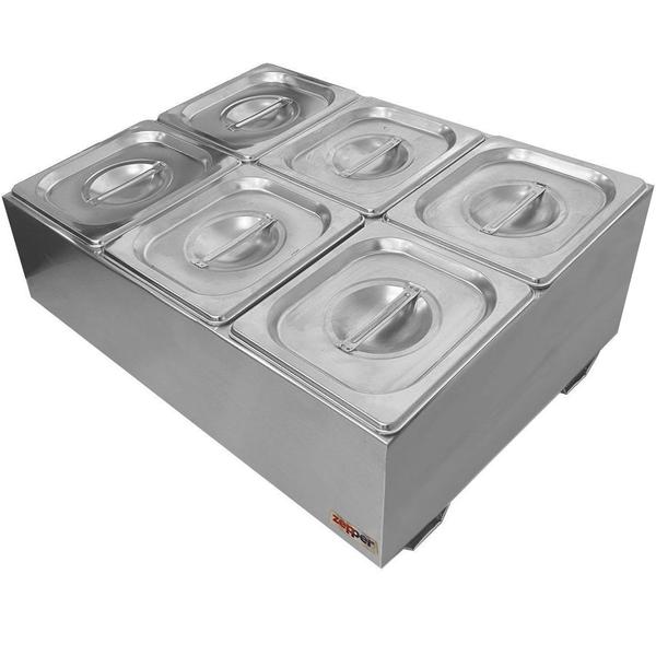 Condimentadora Central Refrigerada 6 cubas ZPCNR06 Inox - Zepper Imagem de Condimentadora Central Refrigerada 6 cubas ZPCNR06 Inox