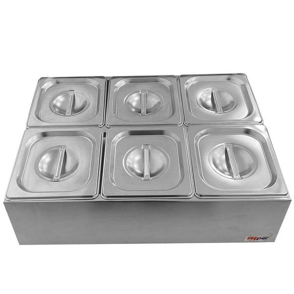 Condimentadora Central Refrigerada 6 cubas ZPCNR06 Inox - Zepper Imagem de Condimentadora Central Refrigerada 6 cubas ZPCNR06 Inox