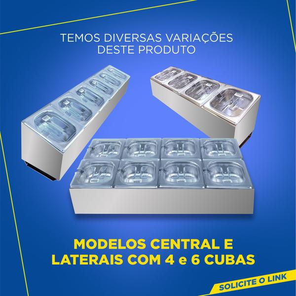 Condimentadora Central Refrigerada Embutida 06 Cuba ZPCNR06E - Zepper Imagem de Condimentadora Central Refrigerada Embutida 06 Cuba ZPCNR06E