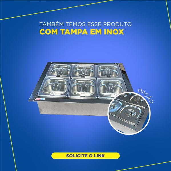 Condimentadora Central Refrigerada Embutida 06 Cuba ZPCNR06E - Zepper Imagem de Condimentadora Central Refrigerada Embutida 06 Cuba ZPCNR06E