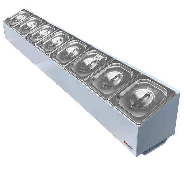 Condimentadora Lateral 8 cubas ZPCNL08 Inox - Zepper Imagem de Condimentadora Lateral 8 cubas ZPCNL08 Inox