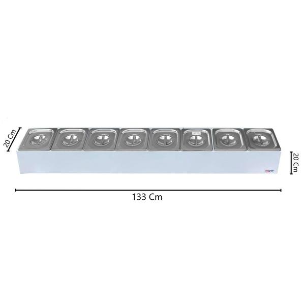 Condimentadora Lateral 8 cubas ZPCNL08 Inox - Zepper Imagem de Condimentadora Lateral 8 cubas ZPCNL08 Inox
