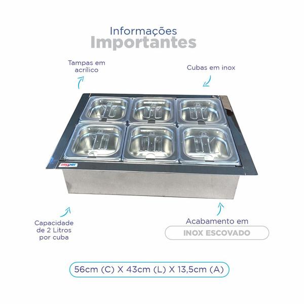 Imagem de Condimentadora Refrigerada Central Embutir 06 Cubas ZPCNR06E