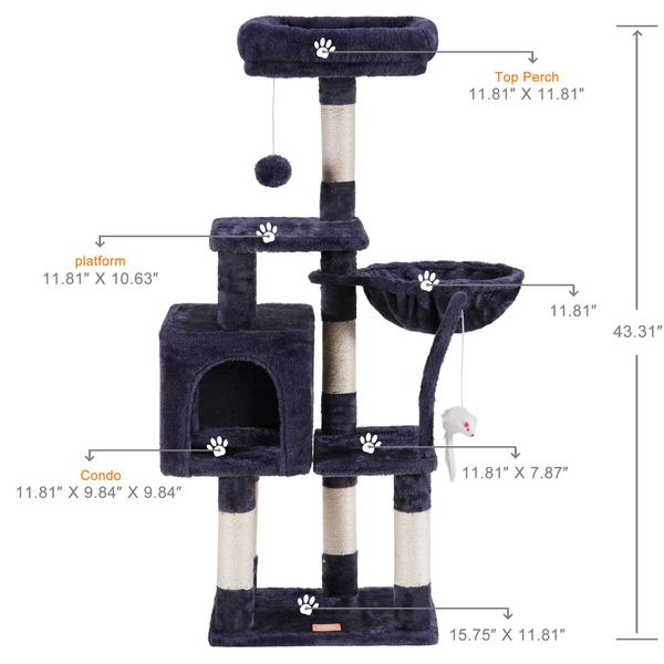 Imagem de Condomínio Cat Tree Heybly Cat Tower para gatos de interior com brinquedo