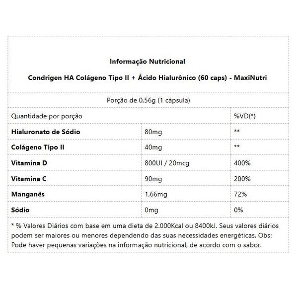 Imagem de Condrigen HA Colágeno Tipo II + Ácido Hialurônico (60 caps) - Padrão: Único