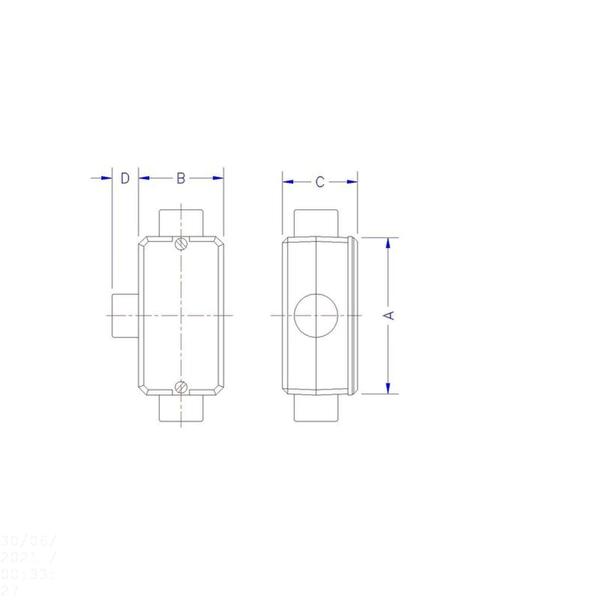 Imagem de Condulete fixo 1/2" tipo "T" - sem tampa / rosca BSP / com pintura eletrostática a pó