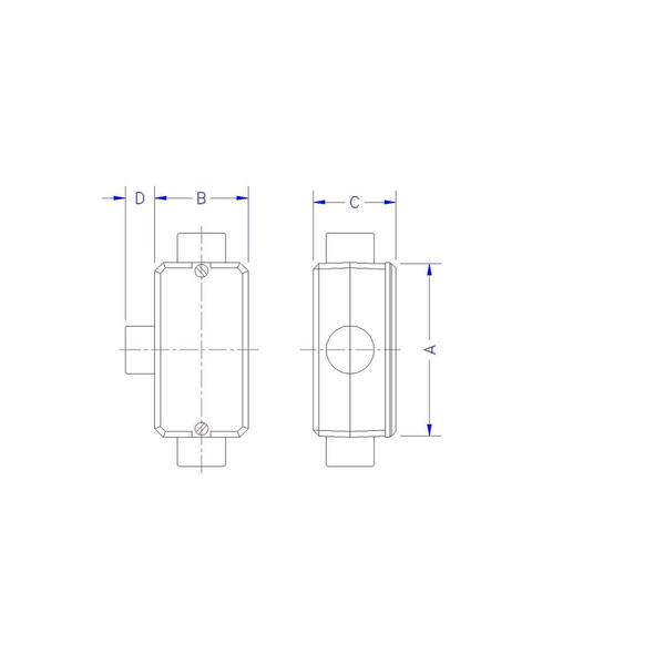 Imagem de Condulete fixo 1/2" tipo "T" - sem tampa / rosca BSP / sem pintura