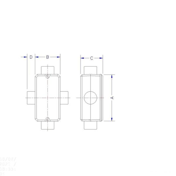 Imagem de Condulete fixo 1" tipo "X" - sem tampa / rosca BSP / com pintura eletrostática a pó