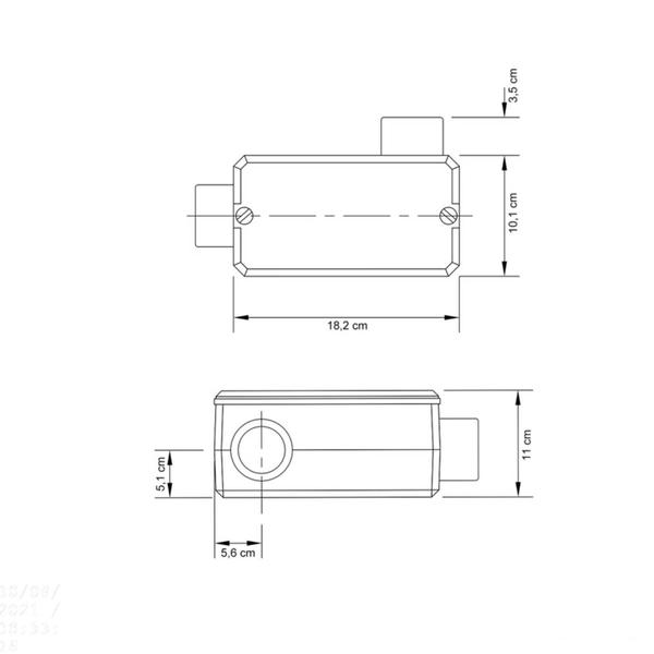 Imagem de Condulete fixo 2.1/2" tipo "LR" - com tampa / sem rosca / com pintura eletrostática a pó