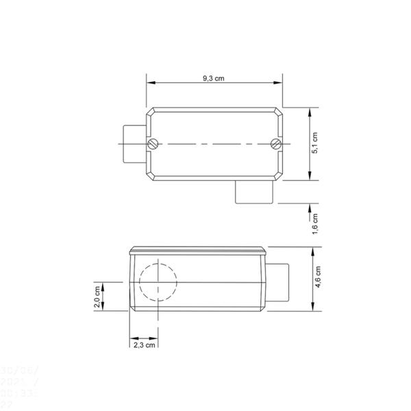 Imagem de Condulete fixo 3/4" tipo "LL" - com tampa / sem rosca / sem pintura