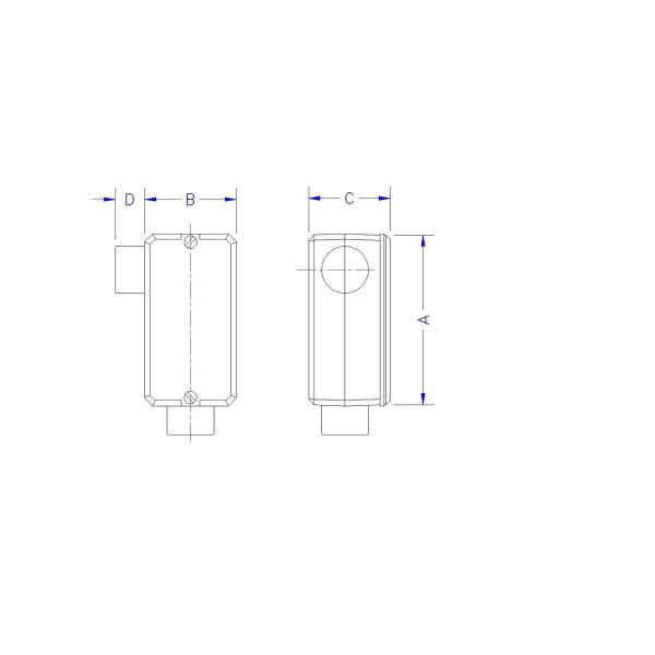 Imagem de Condulete fixo 3/4" tipo "LR" - sem tampa / rosca BSP / com pintura eletrostática a pó