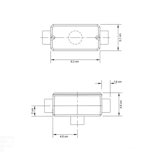 Imagem de Condulete fixo 3/4" tipo "TB" - com tampa / sem rosca / sem pintura