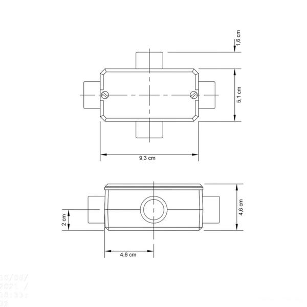 Imagem de Condulete Fixo "X''" 3/4" com tampa / com rosca NPT / com pintura eletrostática a pó