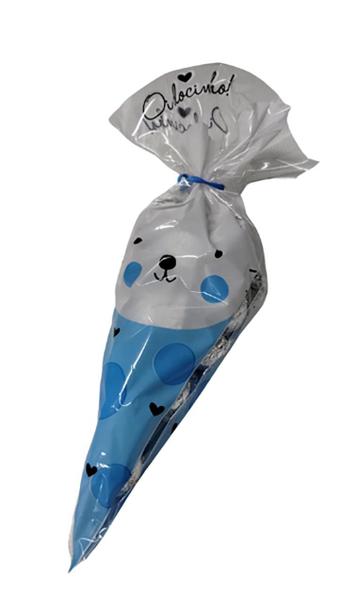 Cone de Bombom Coelhinho Azul 200gr Aniversário Lembrancinha - Pride Imagem de Cone de Bombom Coelhinho Azul 200gr Aniversário Lembrancinha