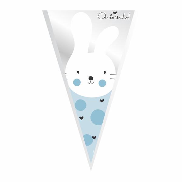 Cone de Bombom Coelhinho Azul 200gr Aniversário Lembrancinha - Pride Imagem de Cone de Bombom Coelhinho Azul 200gr Aniversário Lembrancinha