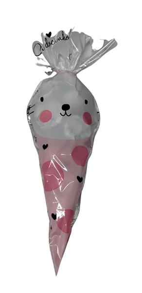 Cone de Bombom Coelhinho Rosa 200gr Aniversário Lembrancinha - Pride Imagem de Cone de Bombom Coelhinho Rosa 200gr Aniversário Lembrancinha