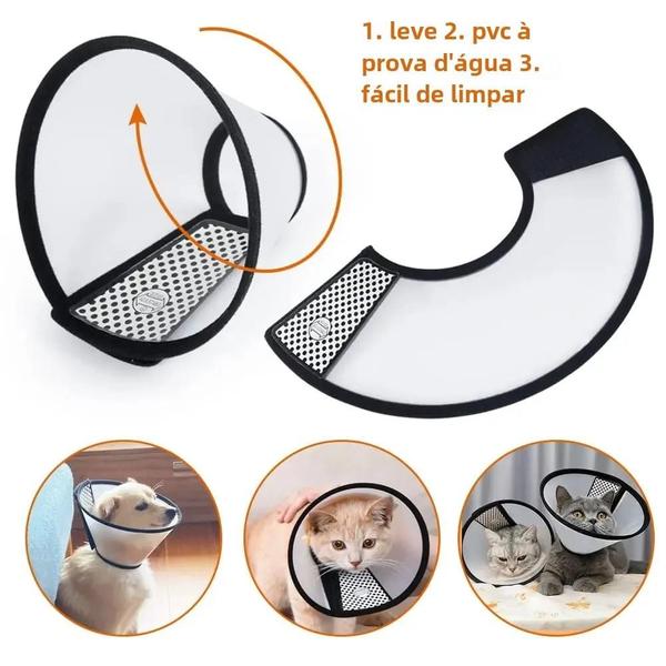 Imagem de Cone de Recuperação Ajustável para Pets - Leve e Confortável para Gatos, Cães e Coelhos