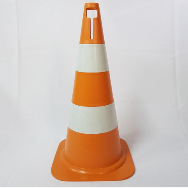 Imagem de Cone de Sinalização 75cm Laranja e Branco Transito Com Encaixe para Placa