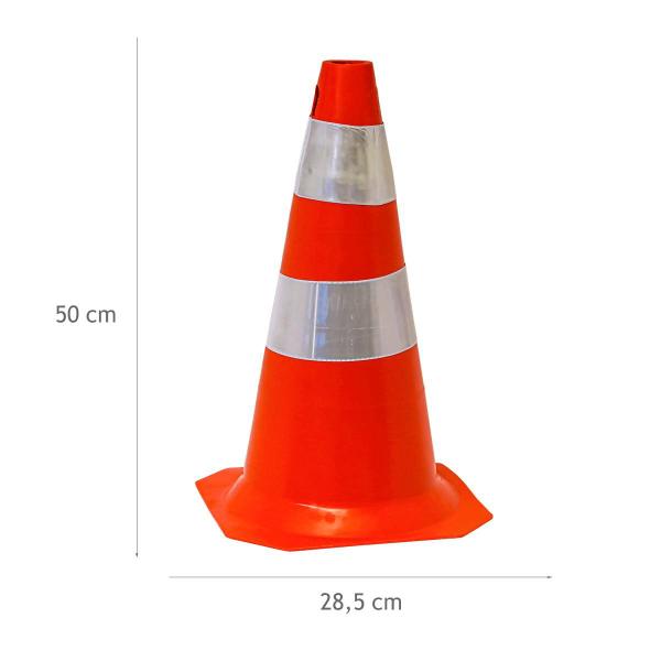 Imagem de Cone de Sinalização Flexível 50 Cm Laranja e Branco Plastcor