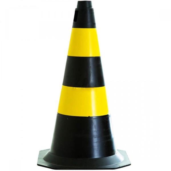 Imagem de Cone de Sinalização Preto com Amarelo - Altura 50cm