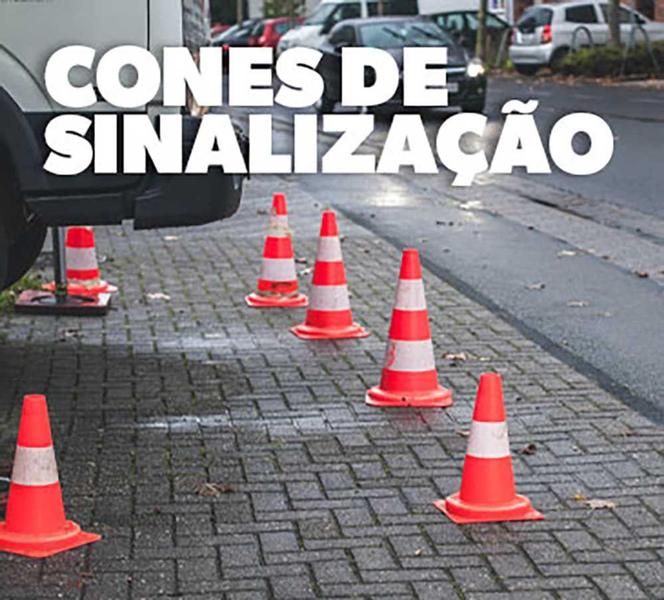 Imagem de Cone de Sinalização PVC 50 cm Laranja e Branco Pequeno Plastcor