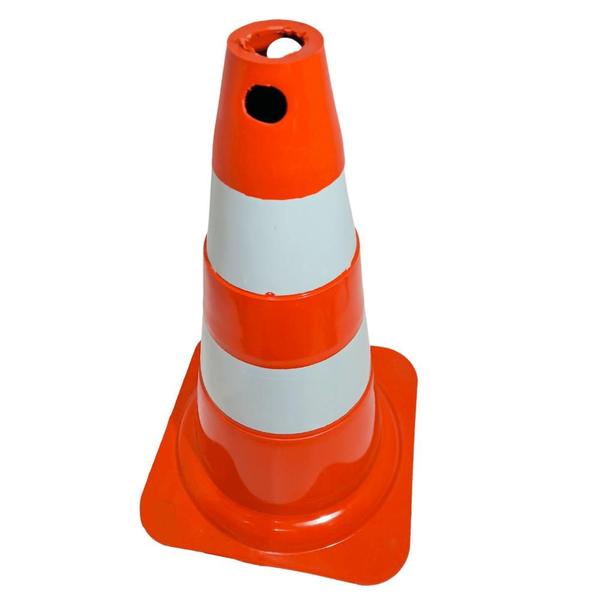 Imagem de Cone de Sinalização Rígido 50 Cm Laranja e Branco Plastcor