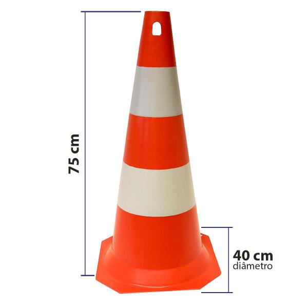 Imagem de Cone de Sinalização Rígido 75 Cm Laranja e Branco Plastcor